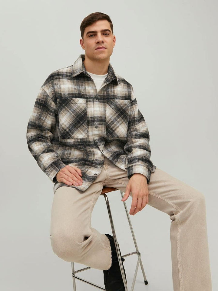 JACK & JONES Male Hemdjacke Normal geschnitten Hemdjacke S Chinchilla, S Chinchilla