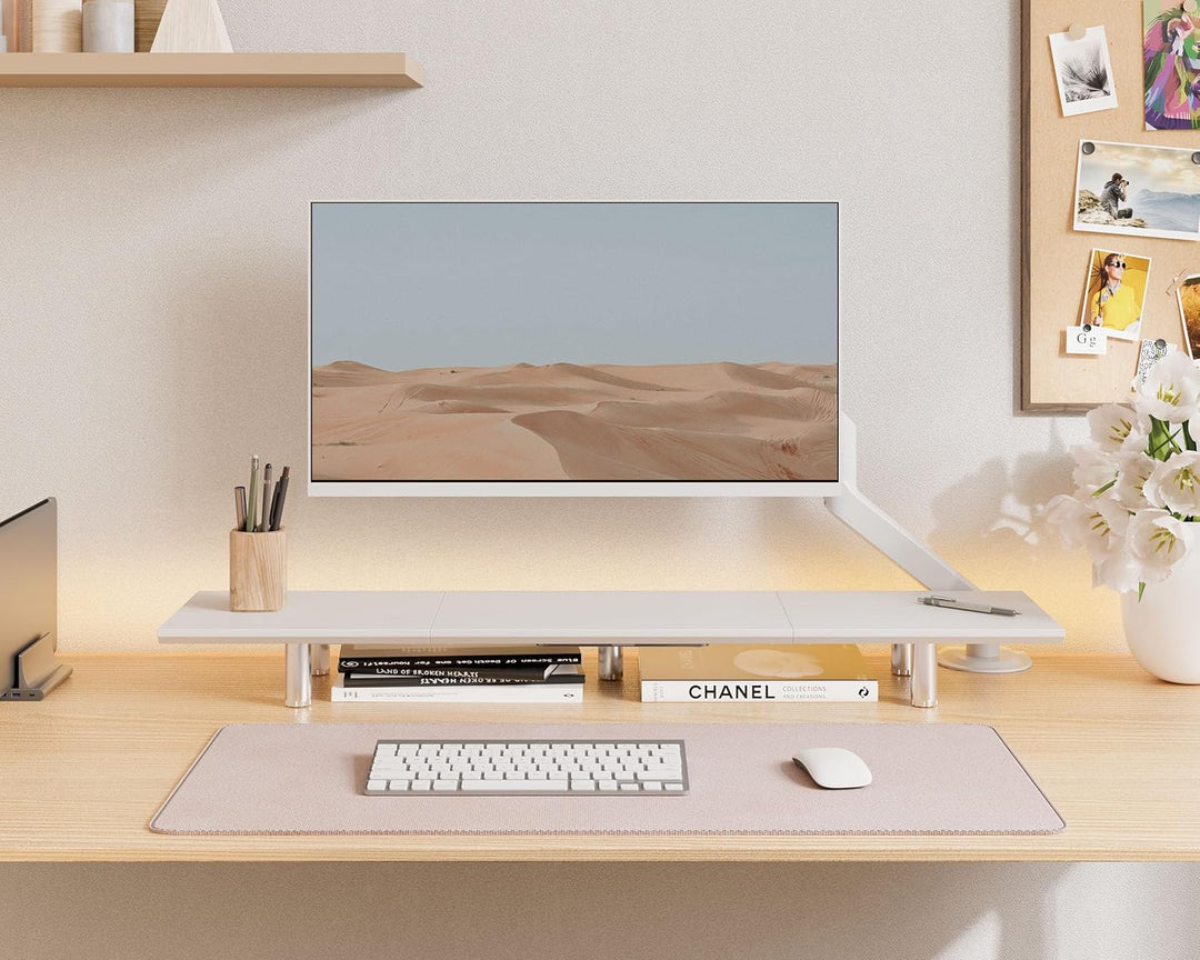 Fenge Grosser Monitorständer 100cm Dual Monitor Stands Riser mit Höhenverstellbarem Bein,Multifunkti