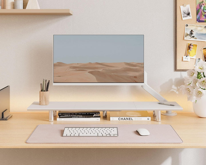 Fenge Grosser Monitorständer 100cm Dual Monitor Stands Riser mit Höhenverstellbarem Bein,Multifunkti