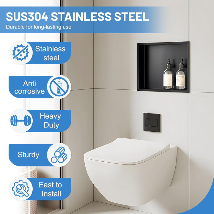 DBREAKS Wandnische Dusche Edelstahl, 32 * 32 * 8.5cm Duschnische, Wandnische Einzelregal Lagerung, D
