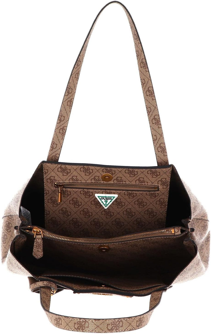 GUESS Damen Eco Brenton Girlfrie Tasche Latte Logo, Latte Logo
