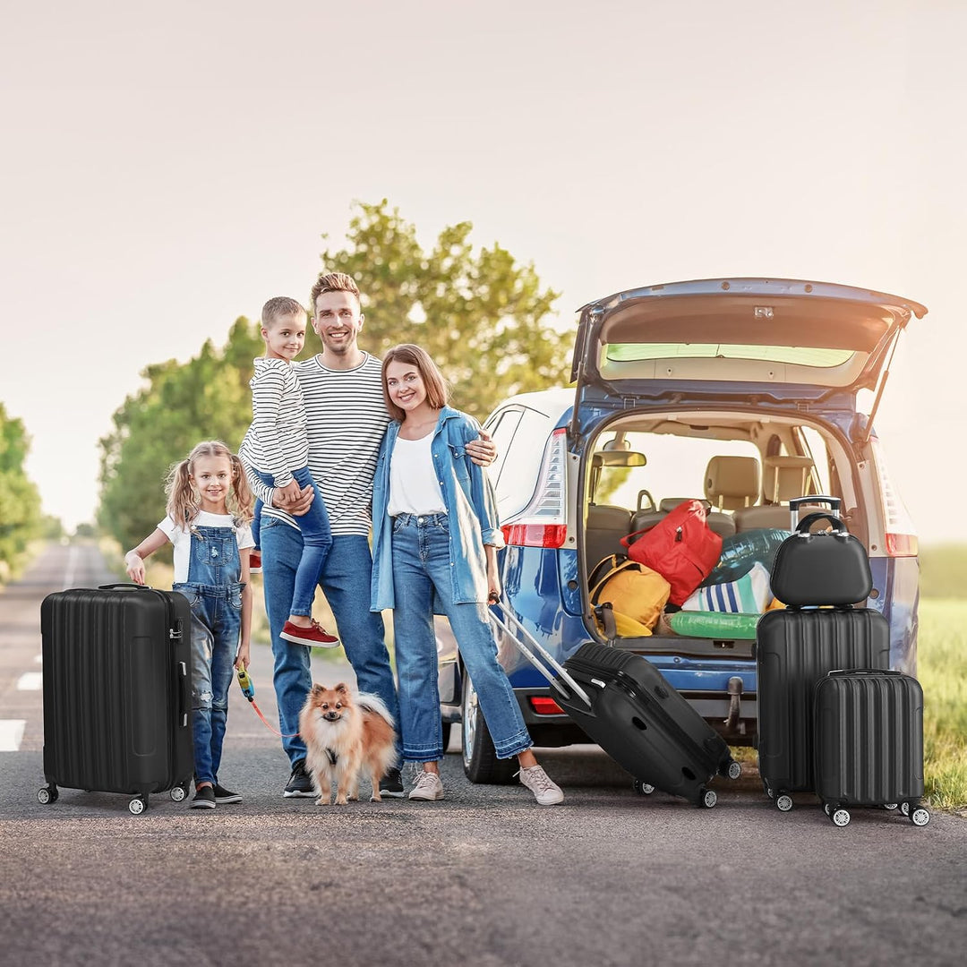 LALAHO Kofferset 5 teilig, Reisekoffer Set mit Kosmetikkoffer, Hartschalen Koffer Set aus ABS, Gepäc