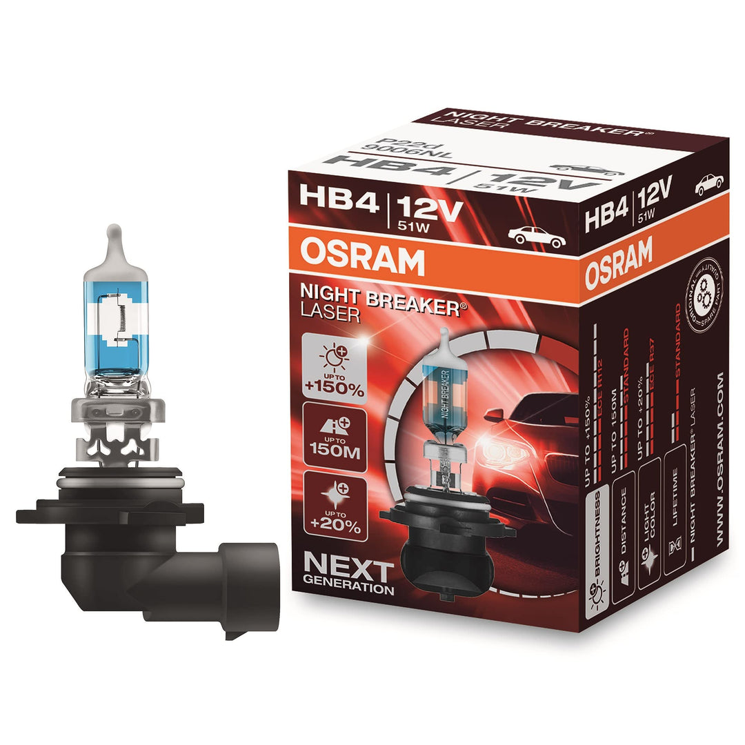 Osram Night Braker Laser HB4, mit 150 Prozent, Next Gen, Halogenscheinwerfer, 1 lampe, Allgemein, Fa