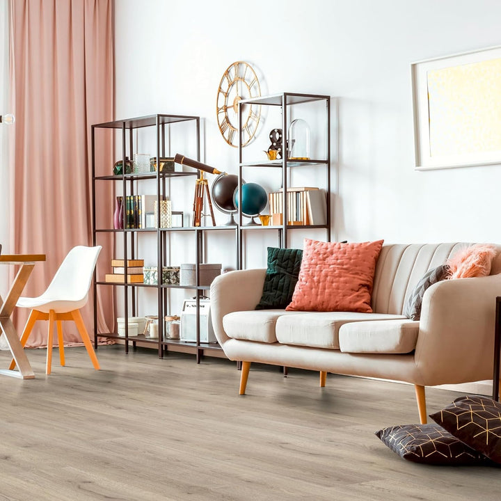 Laminat Trend Eiche Grau – Superior Basic Serie, 193 × 1376 mm, 6 mm dick, moderne Holzoptik in Land