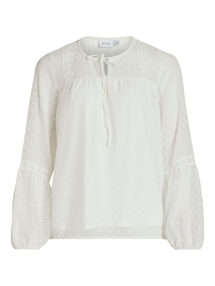 Vila Damen Viedee L/S Top/Su-Noos Bluse 36 Snow White, 36 Snow White