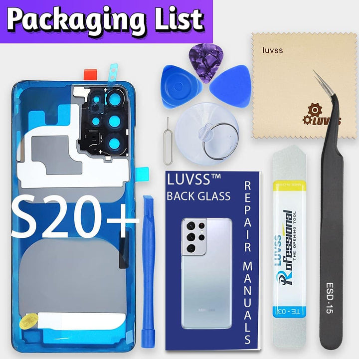 LUVSS Akkudeckel für Samsung Galaxy S20+ Plus Rückseite Glas Deckel Original Backcover Ersatz Repara