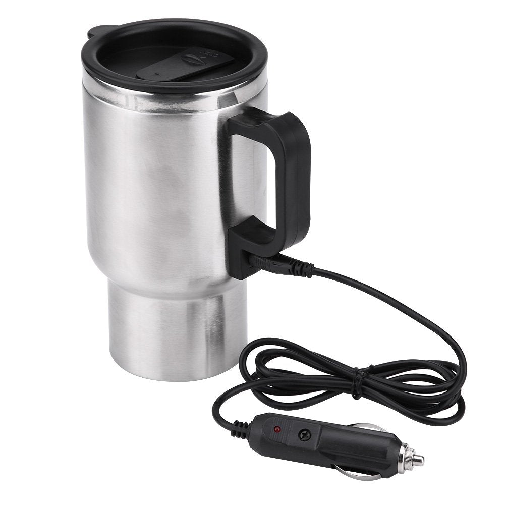 12V 450ml Reise Heizbecher, elektrischer Kaffeebecher aus Edelstahl im Auto