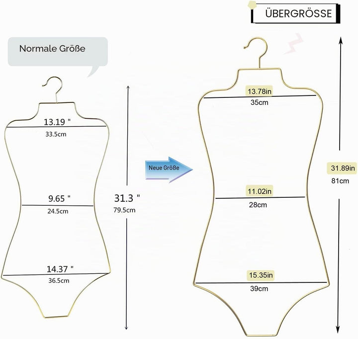 Bikini Badeanzug Aufhänger Draht Körperform Display Unterwäsche hänger 10 PCS (Golden), Golden