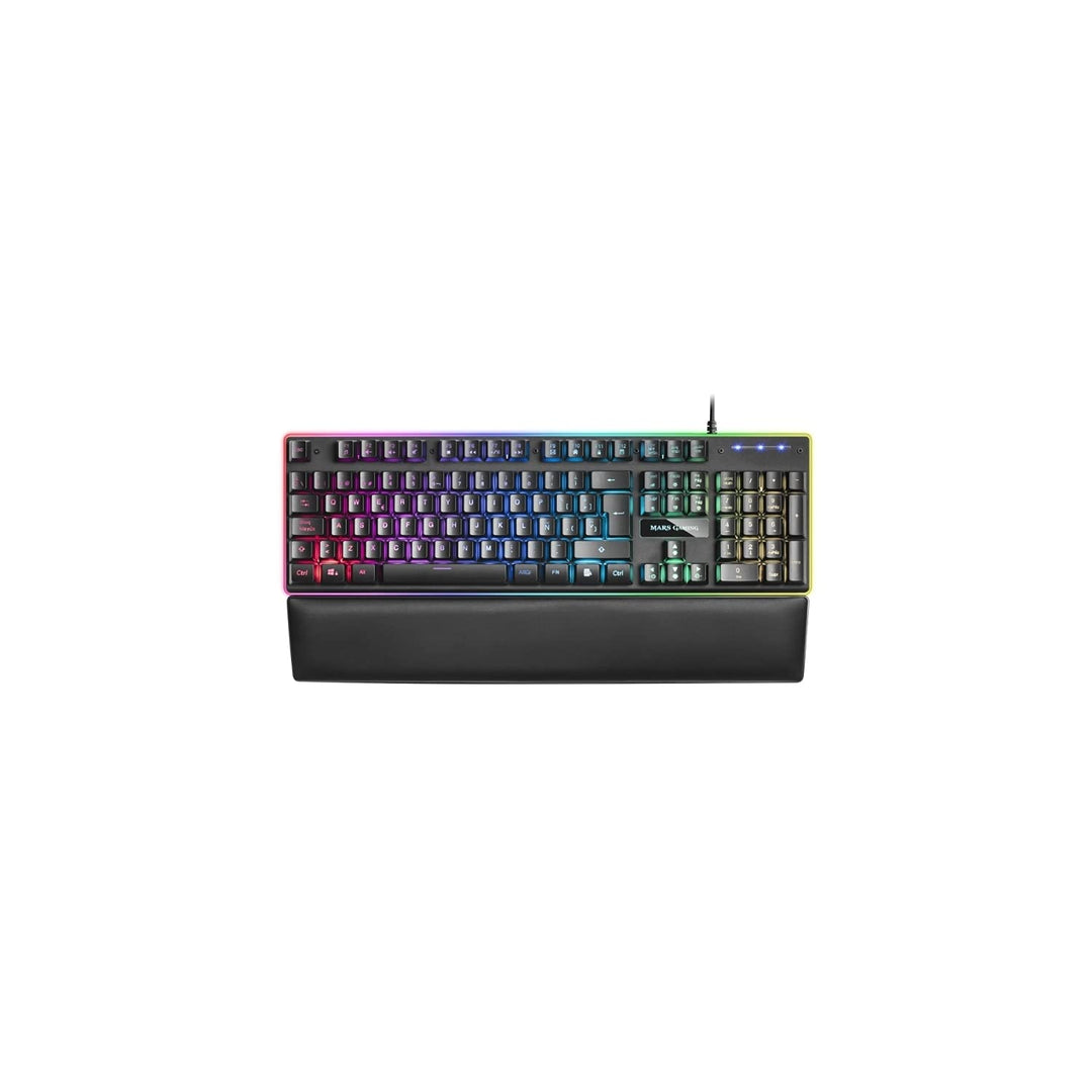 Mars Gaming MK320ES, Gaming Tastatur H-Mech, 13 Modi RGB &amp; Halo, Gepolsterte Handballenauflage, Anti