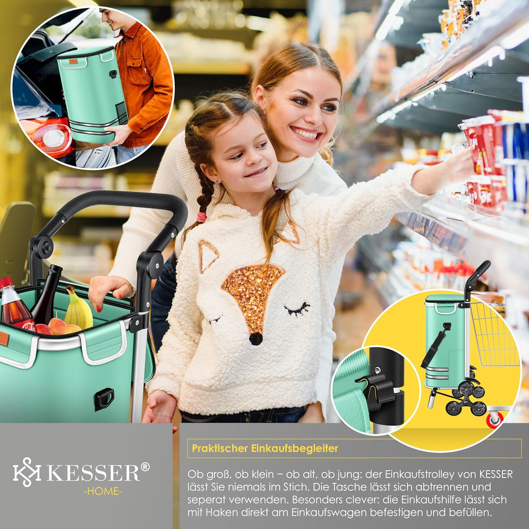 KESSER® Einkaufstrolley Treppensteiger mit Kühlfach klappbar mit 56L Kapazität und belastbar bis 50k