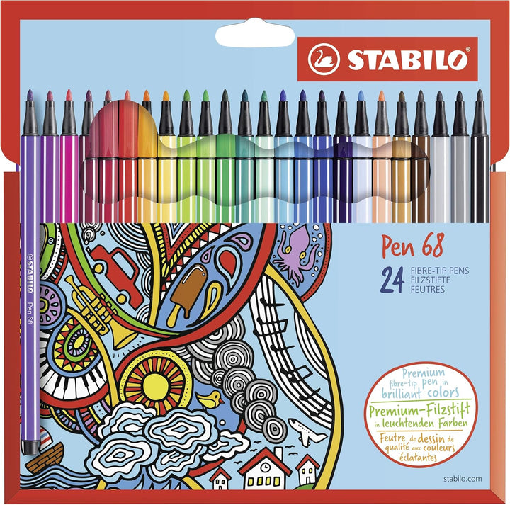 Premium-Filzstift - STABILO Pen 68 - 24er Pack - mit 24 verschiedenen Farben, 24er Pack