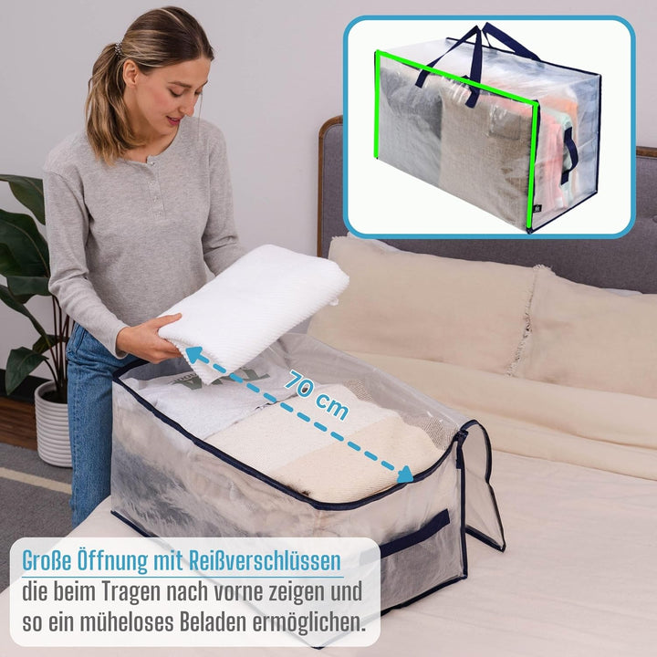 VENO 102 Liter Grosse Aufbewahrungstasche mit Deckel, Strapazierfähige Griffe und Reissverschlüssen