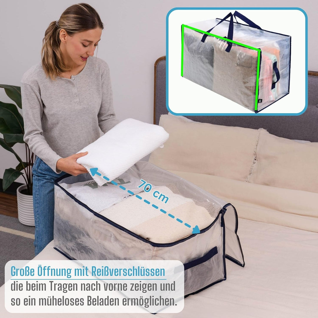 VENO 102 Liter Grosse Aufbewahrungstasche mit Deckel, Strapazierfähige Griffe und Reissverschlüssen
