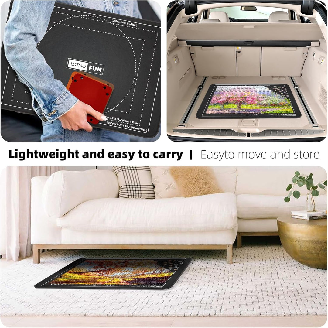 LOTMOFUN Puzzle Board, Tragbare Puzzlematte mit Transparenter Wasserdichter & Staubdichter Abdeckung
