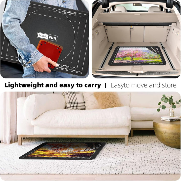 LOTMOFUN Puzzle Board, Tragbare Puzzlematte mit Transparenter Wasserdichter & Staubdichter Abdeckung