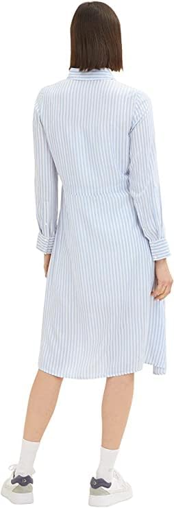 TOM TAILOR Damen Blusenkleid mit Streifen 42 31403 - Blue White Thin Stripe, 42 31403 - Blue White T