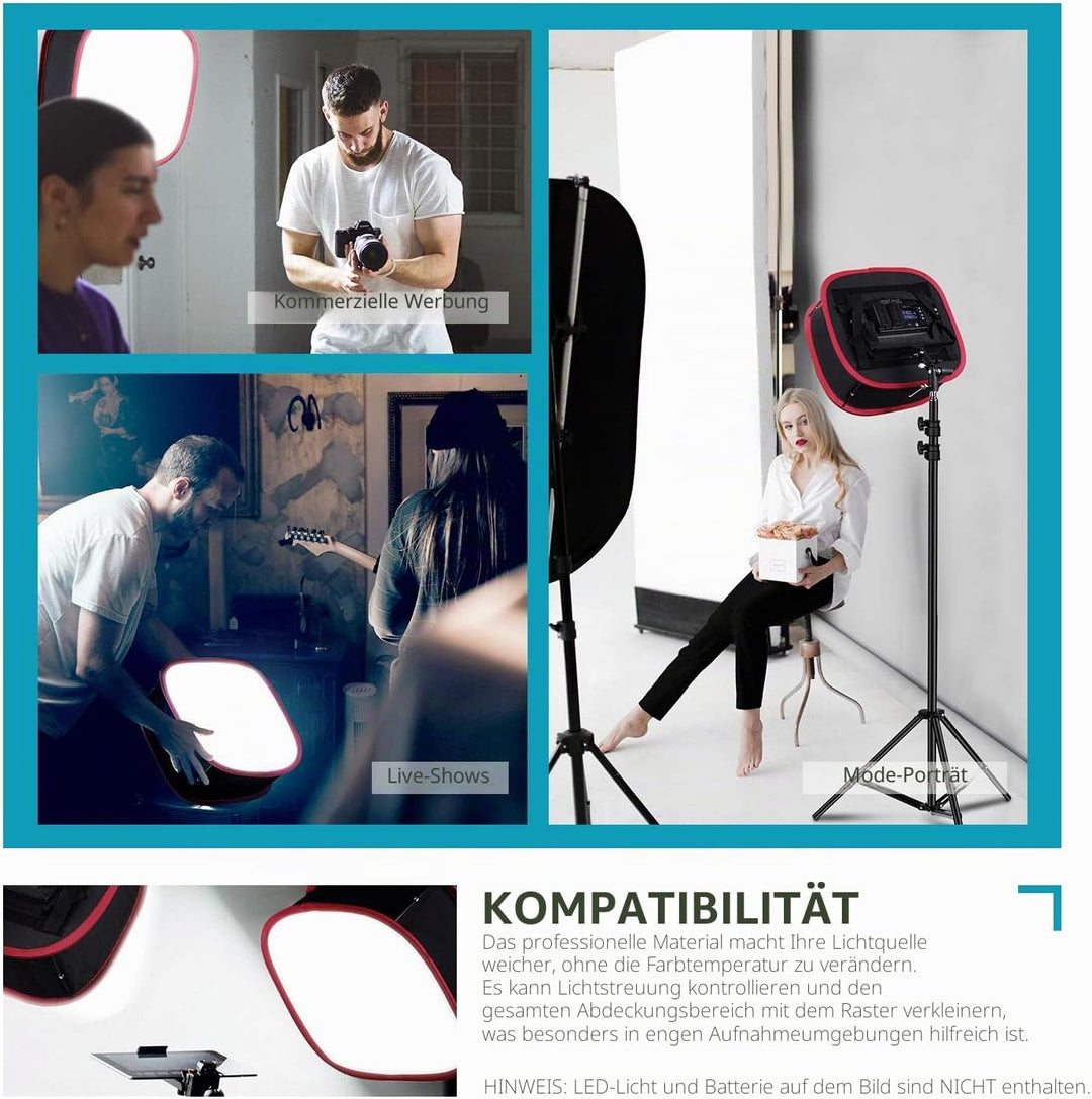 Neewer Softbox Softbox, faltbar, mit Gurt, Gitter und Tragetasche, kompatibel mit Neewer 480/660/530