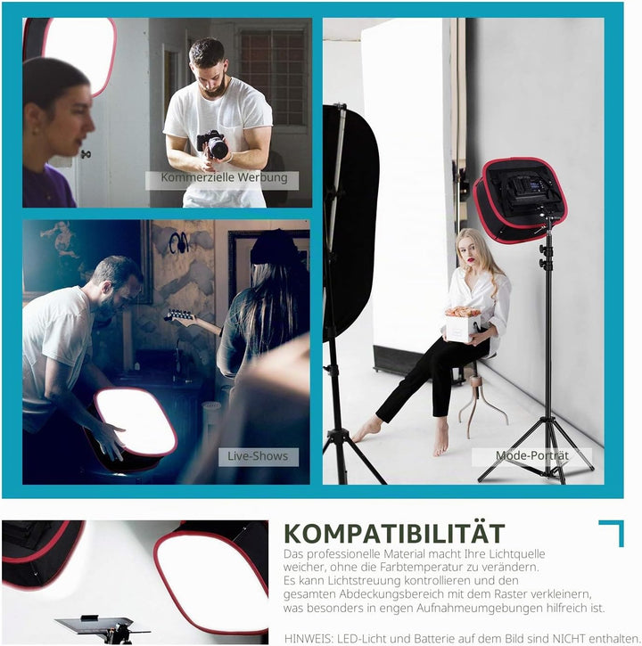 Neewer Softbox Softbox, faltbar, mit Gurt, Gitter und Tragetasche, kompatibel mit Neewer 480/660/530