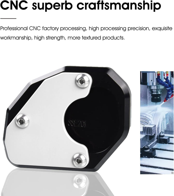 MOLONG CNC Aluminium Seitenständer Vergrössern Platte für Trident 660 2021 2022 Silber, Silber