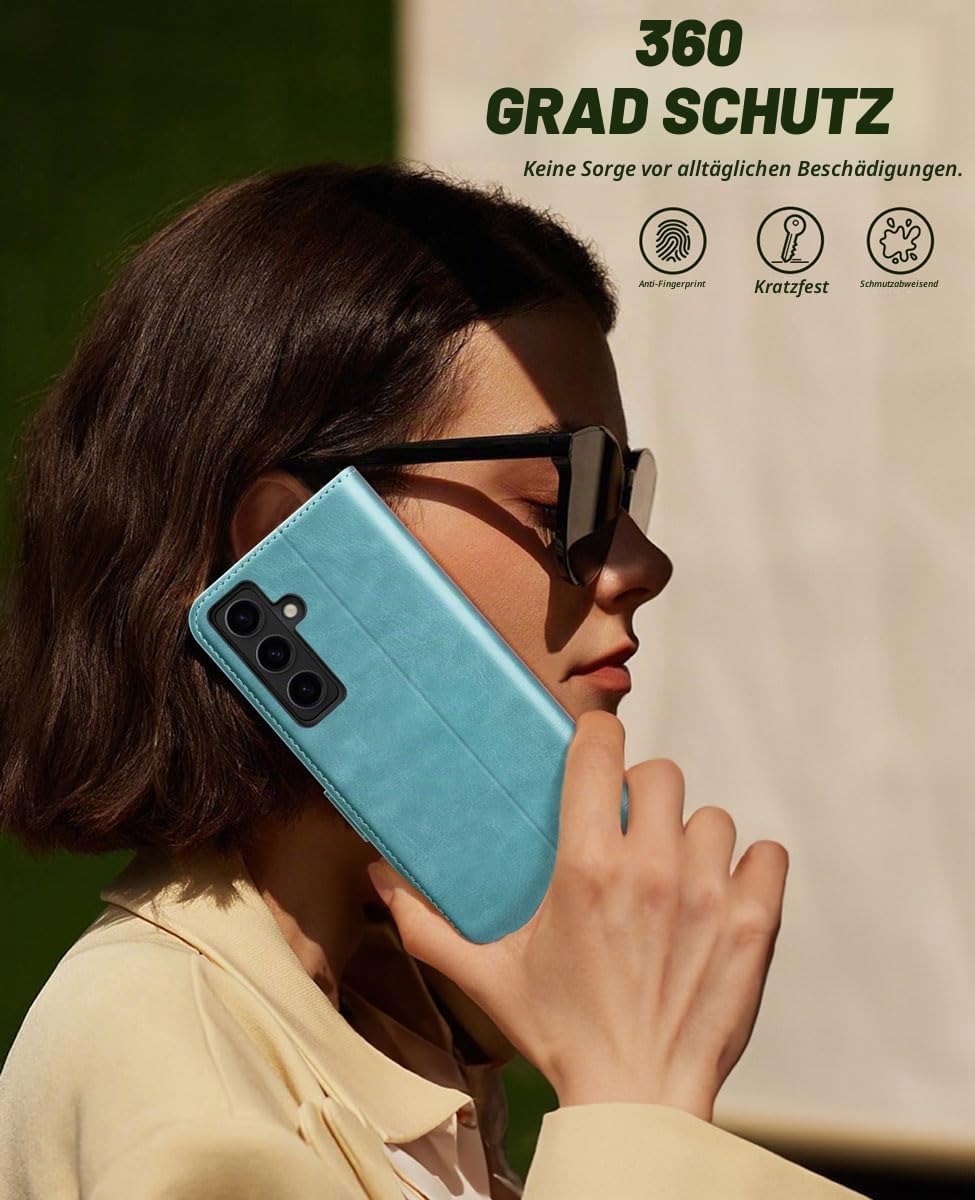 OCASE Handyhülle für Samsung Galaxy S24 5G Hülle Premium Leder Flip Klappbare Klapphülle Stossfeste