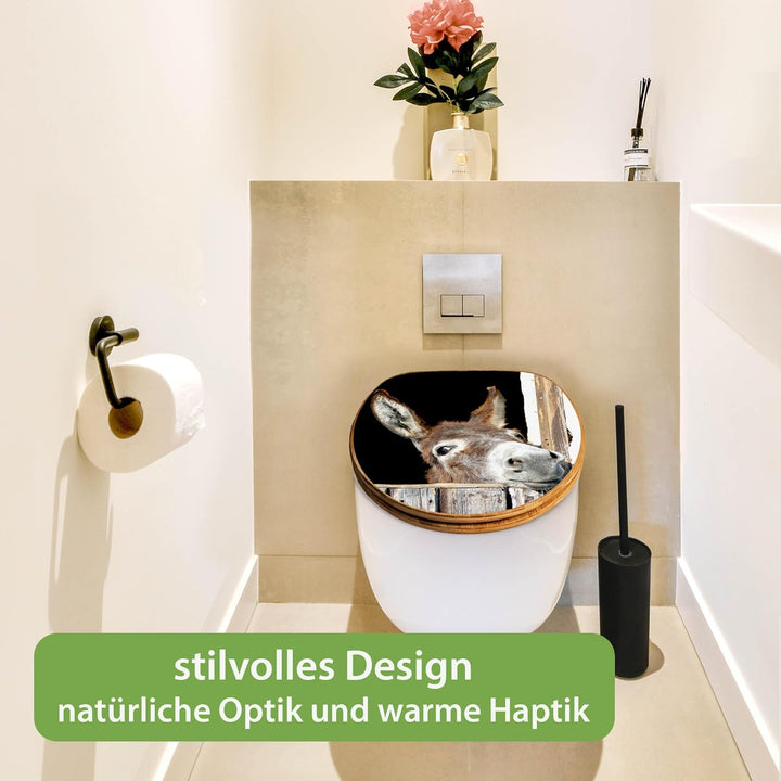 banjado Design WC Sitz Bambus Absenkautomatik 45,8x37,5cm - Toilettendeckel mit Absenkautomatik Holz