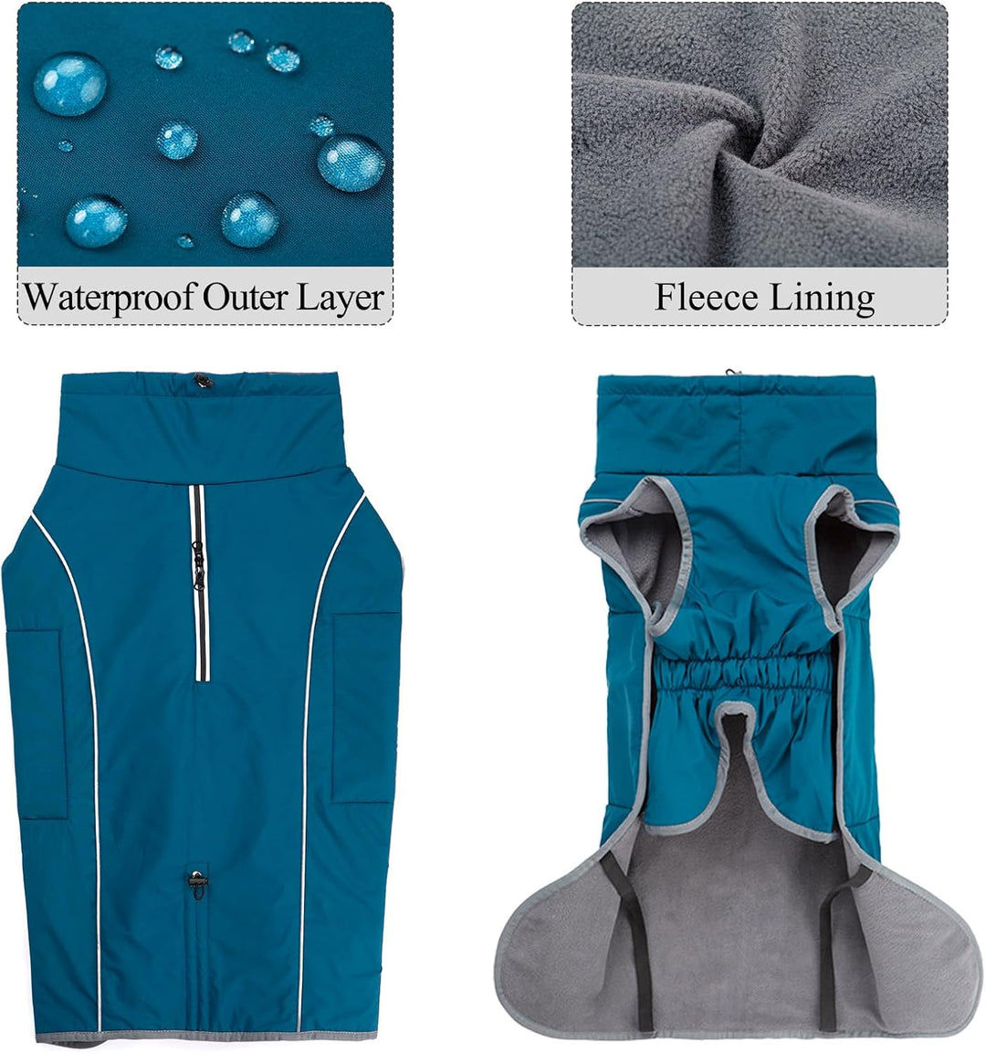 Cyponpy Hundemantel Warm Wasserdicht Hundejacke Winter Fleecemantel Hund Regenjacke Reflektierend mi