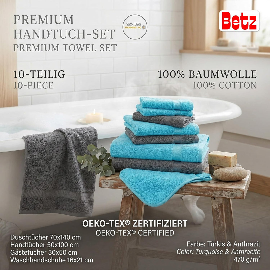 Betz Premium 10er Handtuch-Set - 2X Duschtücher - 4X Handtücher - 2X Gästetücher - 2X Waschhandschuh