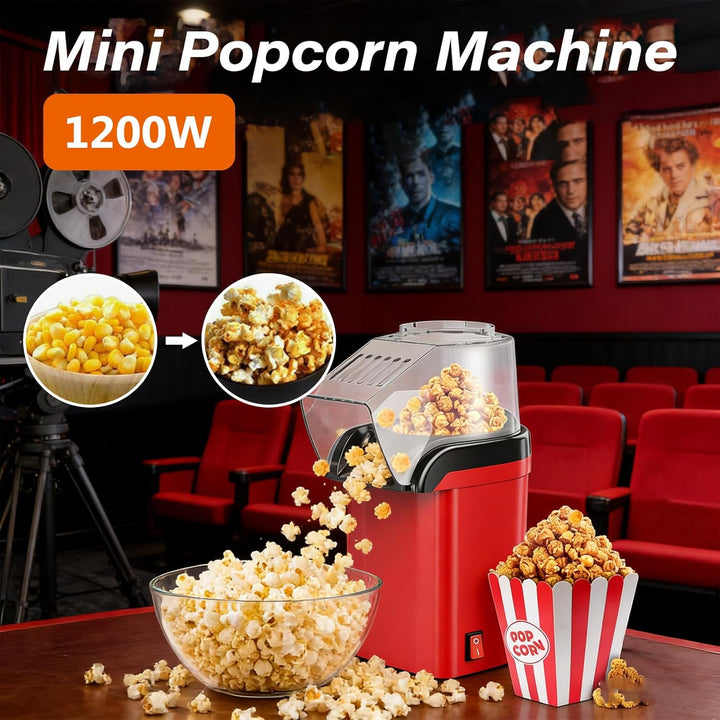 Popcornmaschine, 1200w Heissluft Popcorn Maker, Popcorn Maker Ohne Öl, 3 Minuten Schnelles, Elektris