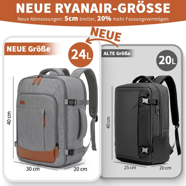 ZOMFELT für Neue Ryanair Handgepäck 40x30x20, 24L Reiserucksack für Damen Herren, Rucksack Handgepäc
