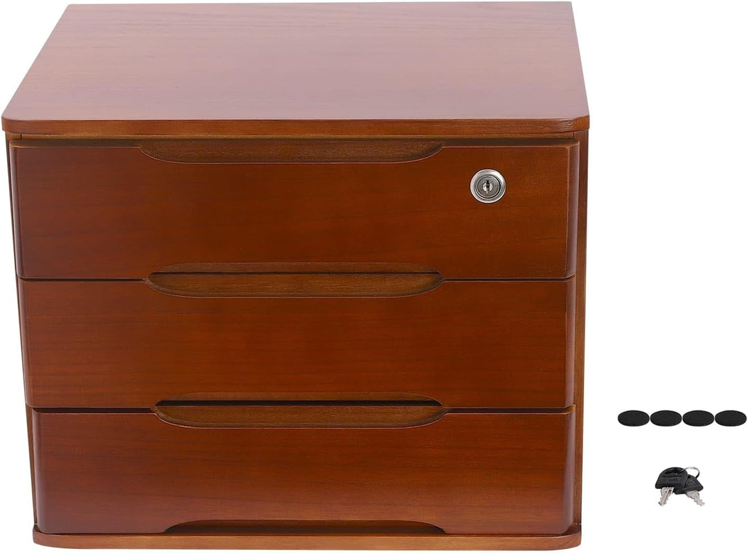 Aufbewahrungsbox mit 3 Ebenen, mit abschliessbarer Schublade, Schreibtisch-Organizer aus Holz, L 39