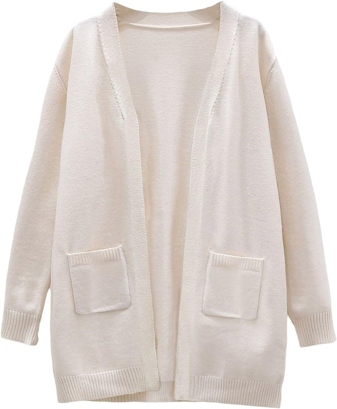 Cardigan Mädchen Lang Strickjacke Mit Taschen Strickcardigan Casual Langarm Strickmantel Kinder Open
