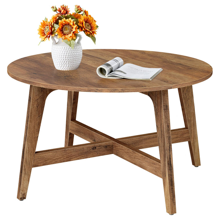 VASAGLE MAEZO Kollektion - Couchtisch rund, 80 cm Wohnzimmertisch, konische Beine, geschwungene Form
