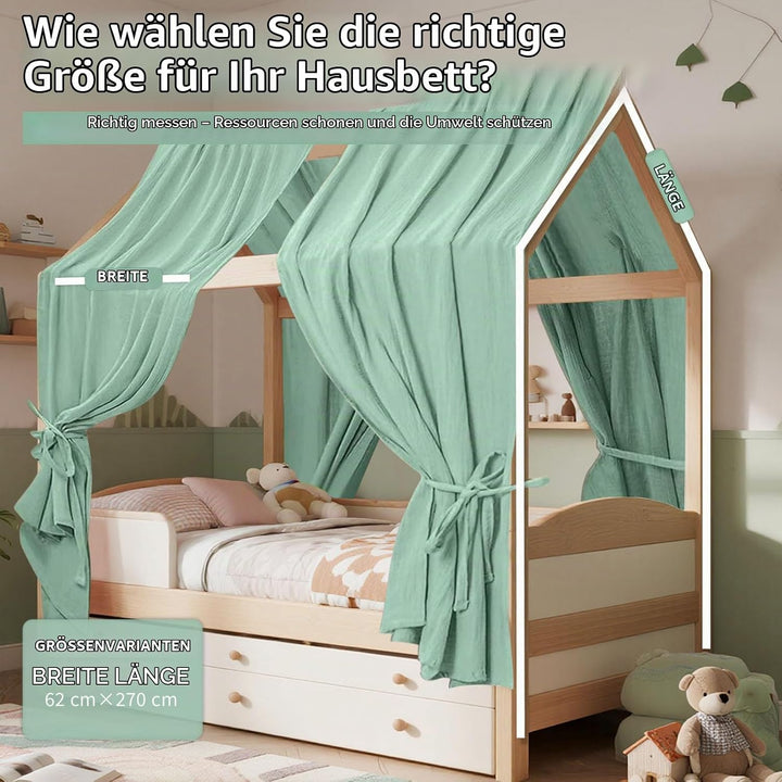 HOTUT Hausbett Himmel,2 Stück Betthimmel Babybett aus Musselin,Weich und atmungsaktiv Baldachin Kind