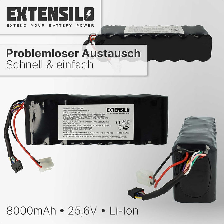 EXTENSILO Akku Ersatz für BAT6000A, BAT6000C, BAT6001B, MRK6103A, MRK6105A für Rasenroboter Rasenmäh