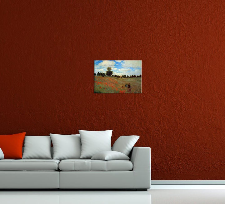 Bilderdepot24 Bild auf Leinwand | Claude Monet Mohnfeld bei Argenteuil in 70x50 cm als Wandbild | Wa