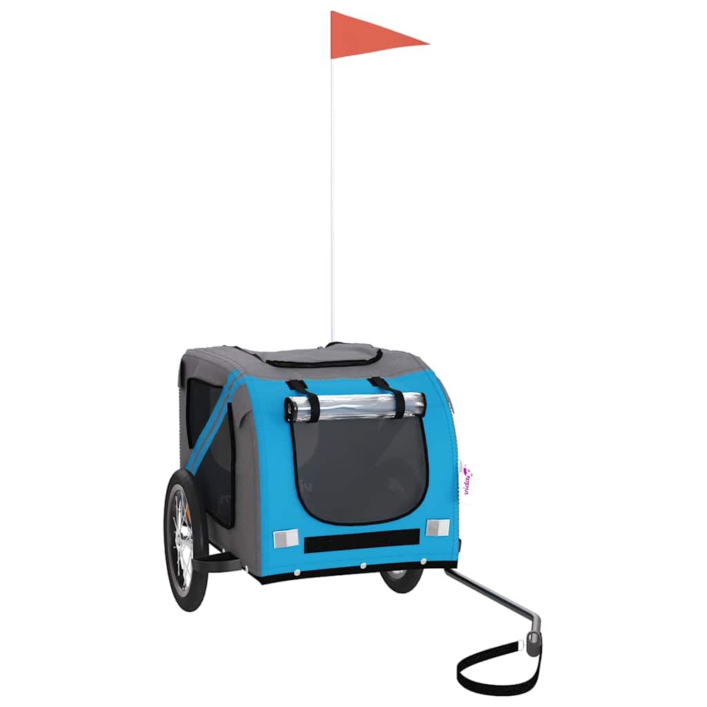 vidaXL Fahrradanhänger Hunde Hundeanhänger Hundetransporter Oxford-Gewebe Eisen Blau 125 x 63 x 66 c