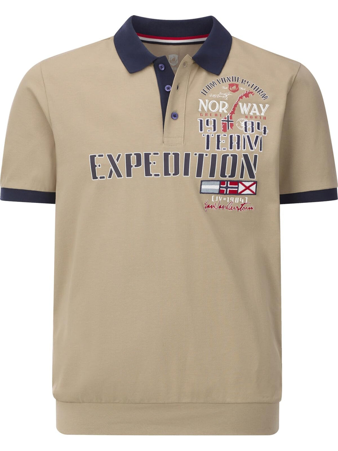 Jan Vanderstorm Herren Poloshirt Erling Kurzarm, Knopfleiste|grosser Audruck | Reine Baumwolle |gros