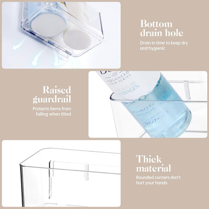 PAVSTINE Duschablage ohne Bohren Transparent, 2 Stück Duschregal Badezimmer Organizer mit Ablauföffn