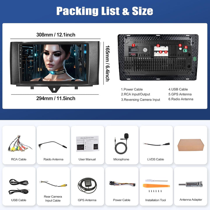 SIXWIN 8-Core 4+64G Android 15 für Mercedes-Benz Smart Fortwo 2011-2015 Carplay Android Auto Autorad