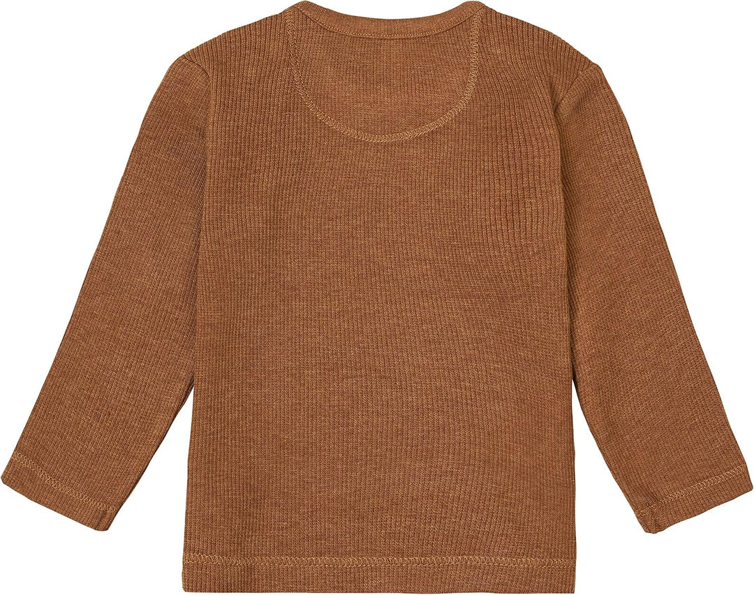 Noppies Unisex Baby U Tee Ls Rib Natal T-Shirt 56 Chipmunk Melange - N091, 56 Chipmunk Melange - N09