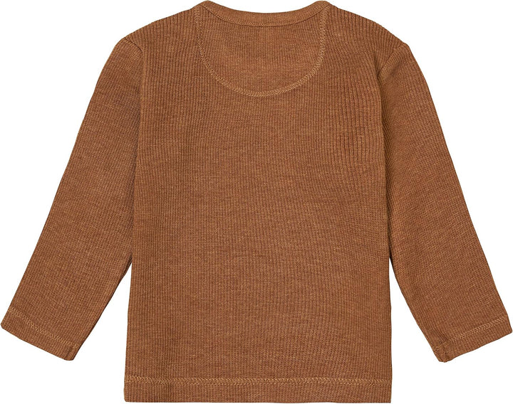 Noppies Unisex Baby U Tee Ls Rib Natal T-Shirt 56 Chipmunk Melange - N091, 56 Chipmunk Melange - N09