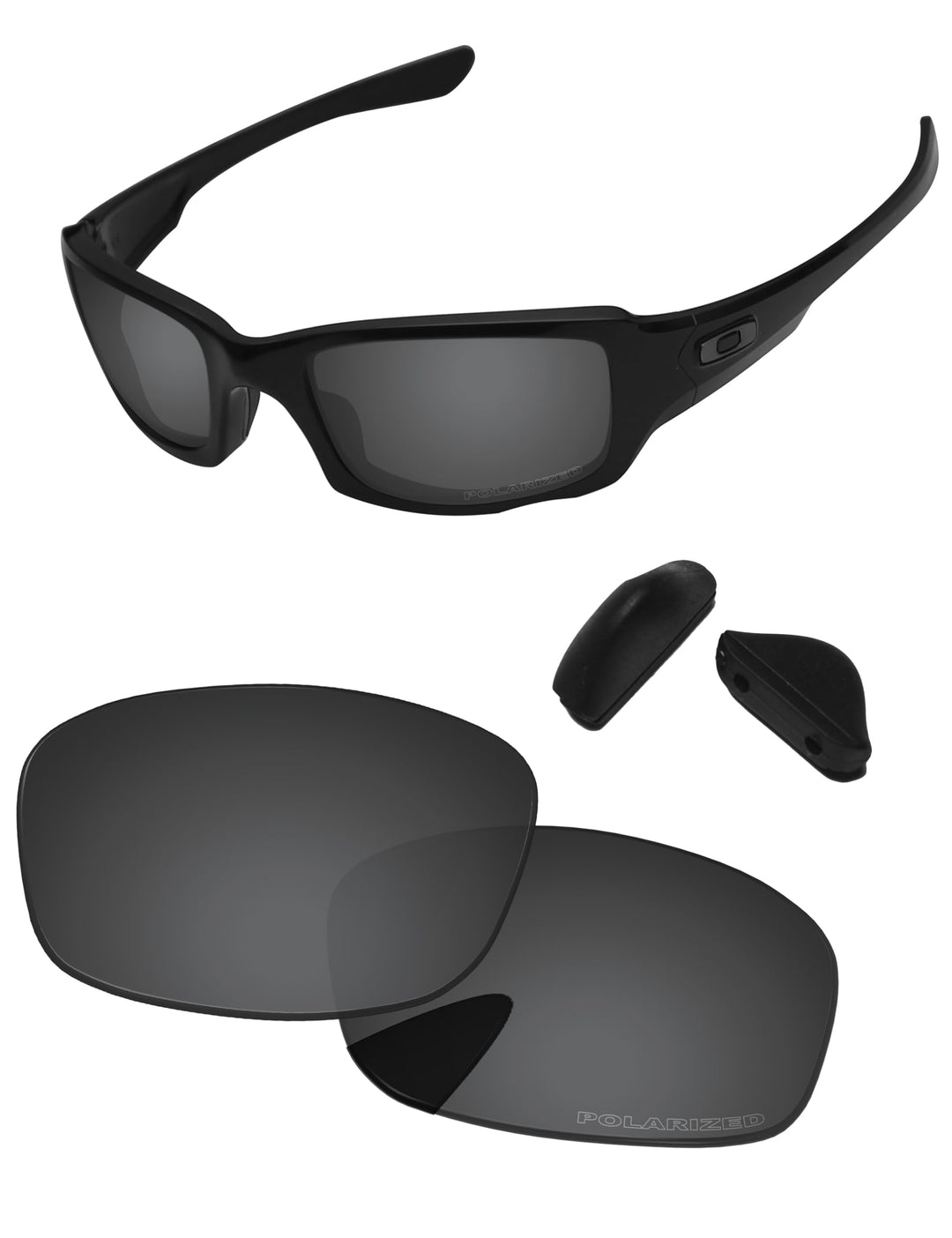 PapaViva Ersatzlinsen für for Oakley Fives Squared Black Grey - Polarized, Black Grey - Polarized