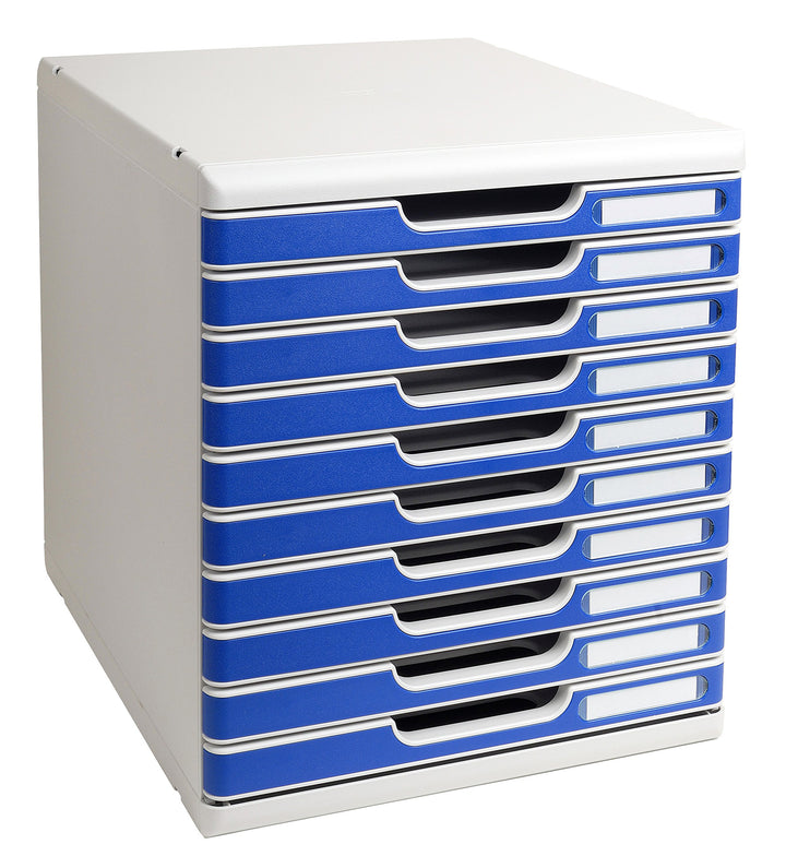 Exacompta 302003D Ablagesystem Modulo A4, 10 laden Classic, lichtgrau/blau Lichtgrau/Blau 10 Laden,