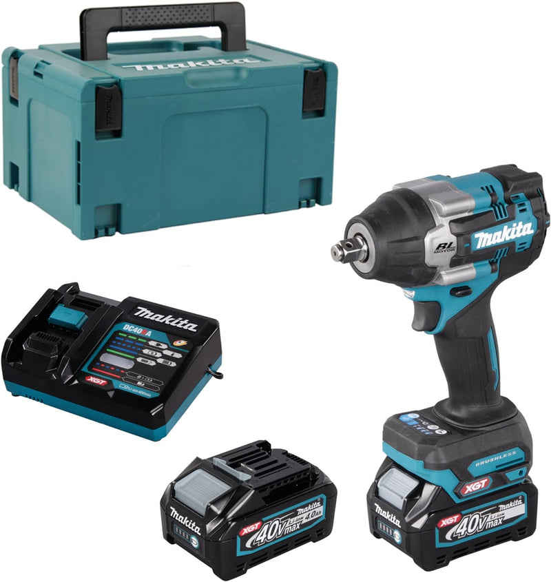 Makita TW007GM201 Akku-Schlagschrauber 40V max. / 4,0 Ah, 2 Akkus + Ladegerät im MAKPAC, Petrol mit