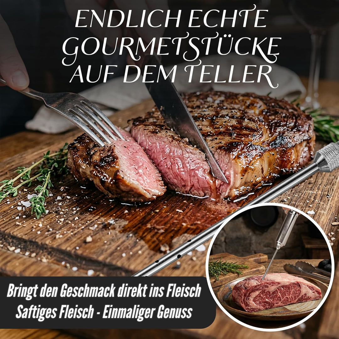 Edelstahl 2X Fleischspritze Marinierspritze Fleisch Spritze Marinadenspritze 60 ml Fassungsvermögen