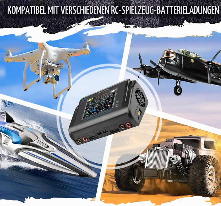 Haisito LiPo Ladegerät, Touchscreen Dual Balance Ladegerät Entlader AC 150W DC 240W 10A für Li-Ionen