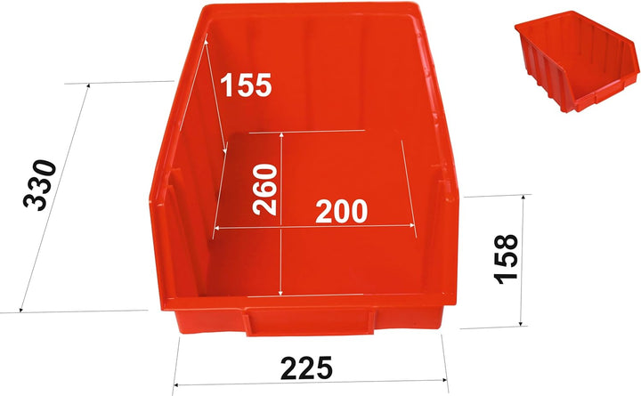 S&amp;S-Shop 15 Stapelboxen Rot Gr.4 | aus hochwertigem Kunststoff | mit Schildcheneinschub | Lagerkiste