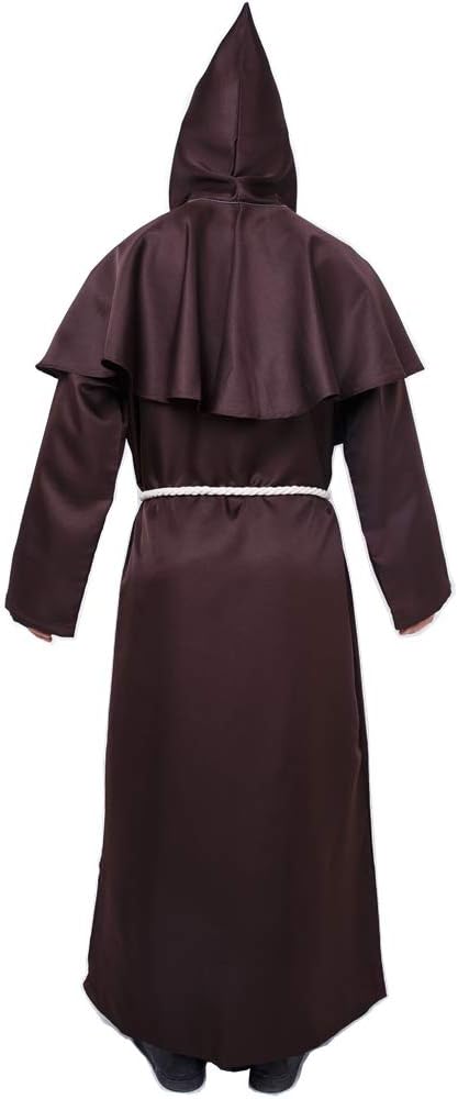 Myir JUN Mönch Robe Kostüm Mönch Priester Gewand Halloween Kostüm mit Kapuze Mittelalterliche Kapuze