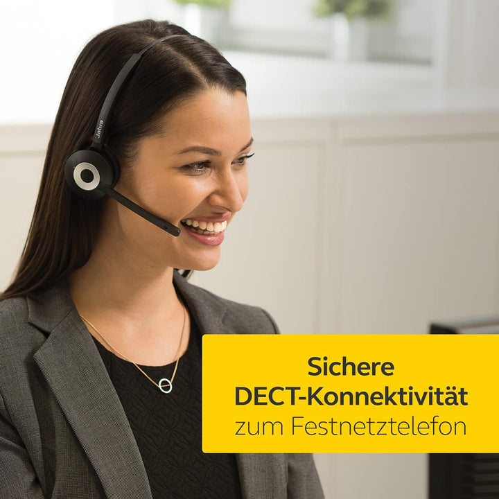 Jabra Pro 920 DECT Kabelloses On-Ear Mono Headset - HD Voice und Noise Cancelling - ganztägige Akkul