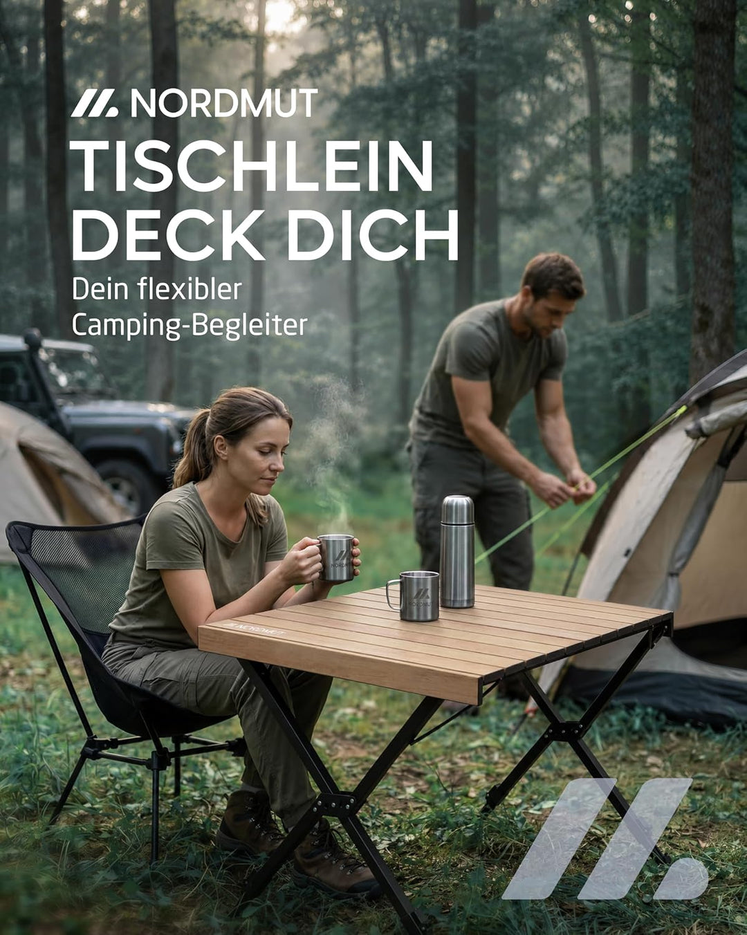 NORDMUT® Campingtisch klappbar – Hochwertiger Klapptisch Camping aus Aluminium – Rostfreier Campingt